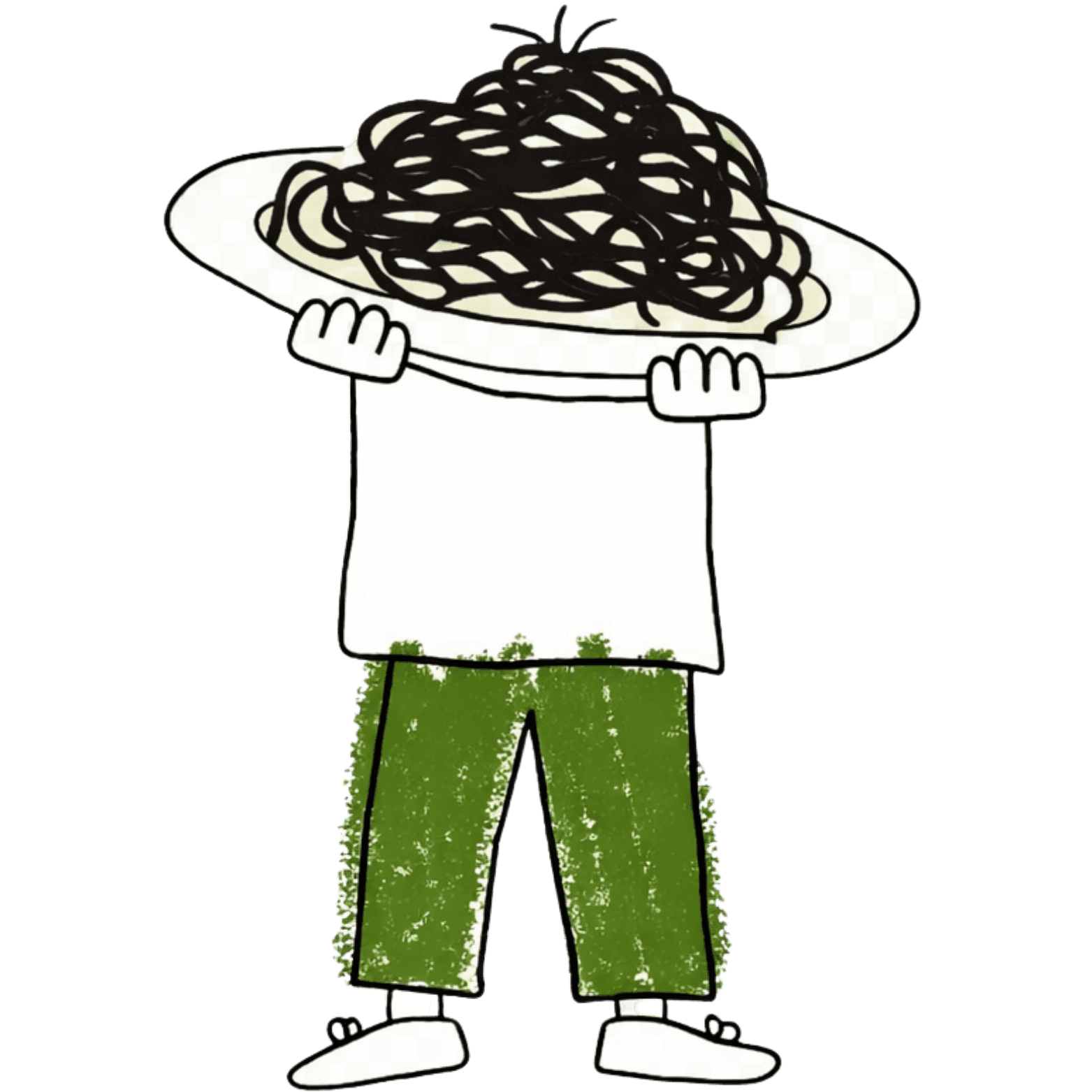 Personaggio con piatto di spaghetti